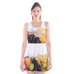 Variety Of Fruit Water Berry Food Splash Kiwi Grape Scoop Neck Skater Dress