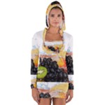 Variety Of Fruit Water Berry Food Splash Kiwi Grape Long Sleeve Hooded T-shirt