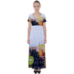 Variety Of Fruit Water Berry Food Splash Kiwi Grape High Waist Short Sleeve Maxi Dress