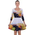 Variety Of Fruit Water Berry Food Splash Kiwi Grape Quarter Sleeve Skater Dress