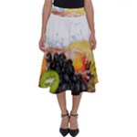 Variety Of Fruit Water Berry Food Splash Kiwi Grape Perfect Length Midi Skirt