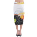 Variety Of Fruit Water Berry Food Splash Kiwi Grape Midi Pencil Skirt