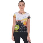 Variety Of Fruit Water Berry Food Splash Kiwi Grape Short Sleeve Sports Top 