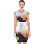 Variety Of Fruit Water Berry Food Splash Kiwi Grape Capsleeve Drawstring Dress 