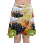 Variety Of Fruit Water Berry Food Splash Kiwi Grape Chiffon Wrap Front Skirt