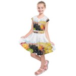 Variety Of Fruit Water Berry Food Splash Kiwi Grape Kids  Short Sleeve Dress