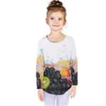 Variety Of Fruit Water Berry Food Splash Kiwi Grape Kids  Long Sleeve Tee