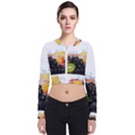 Variety Of Fruit Water Berry Food Splash Kiwi Grape Long Sleeve Zip Up Bomber Jacket