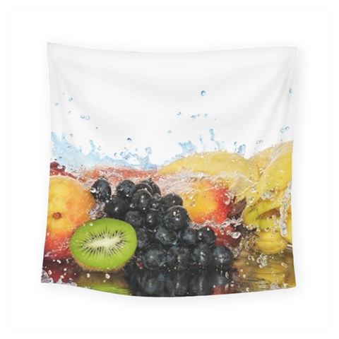 Variety Of Fruit Water Berry Food Splash Kiwi Grape Square Tapestry (Small) from ArtsNow.com