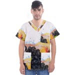 Variety Of Fruit Water Berry Food Splash Kiwi Grape Men s V-Neck Scrub Top