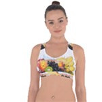 Variety Of Fruit Water Berry Food Splash Kiwi Grape Cross String Back Sports Bra