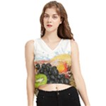 Variety Of Fruit Water Berry Food Splash Kiwi Grape V-Neck Cropped Tank Top