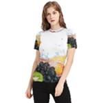 Variety Of Fruit Water Berry Food Splash Kiwi Grape Women s Short Sleeve Rash Guard