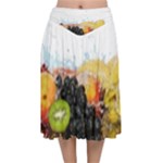 Variety Of Fruit Water Berry Food Splash Kiwi Grape Velvet Flared Midi Skirt
