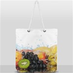 Variety Of Fruit Water Berry Food Splash Kiwi Grape Full Print Rope Handle Tote (Large)