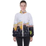 Variety Of Fruit Water Berry Food Splash Kiwi Grape Women s High Neck Windbreaker