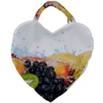 Variety Of Fruit Water Berry Food Splash Kiwi Grape Giant Heart Shaped Tote