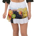 Variety Of Fruit Water Berry Food Splash Kiwi Grape Fishtail Mini Chiffon Skirt