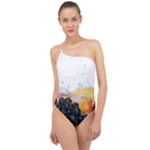 Variety Of Fruit Water Berry Food Splash Kiwi Grape Classic One Shoulder Swimsuit