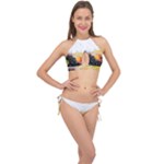 Variety Of Fruit Water Berry Food Splash Kiwi Grape Cross Front Halter Bikini Set