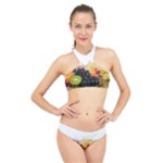 Variety Of Fruit Water Berry Food Splash Kiwi Grape High Neck Bikini Set