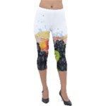 Variety Of Fruit Water Berry Food Splash Kiwi Grape Lightweight Velour Capri Leggings 