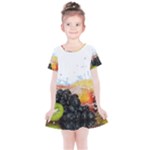 Variety Of Fruit Water Berry Food Splash Kiwi Grape Kids  Simple Cotton Dress