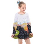 Variety Of Fruit Water Berry Food Splash Kiwi Grape Kids  Long Sleeve Dress