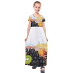 Variety Of Fruit Water Berry Food Splash Kiwi Grape Kids  Short Sleeve Maxi Dress