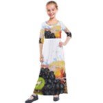 Variety Of Fruit Water Berry Food Splash Kiwi Grape Kids  Quarter Sleeve Maxi Dress