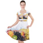 Variety Of Fruit Water Berry Food Splash Kiwi Grape Cap Sleeve Midi Dress