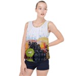 Variety Of Fruit Water Berry Food Splash Kiwi Grape Bubble Hem Chiffon Tank Top