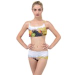 Variety Of Fruit Water Berry Food Splash Kiwi Grape Layered Top Bikini Set