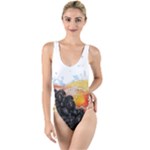 Variety Of Fruit Water Berry Food Splash Kiwi Grape High Leg Strappy Swimsuit