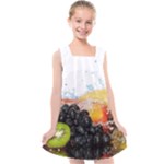 Variety Of Fruit Water Berry Food Splash Kiwi Grape Kids  Cross Back Dress