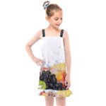 Variety Of Fruit Water Berry Food Splash Kiwi Grape Kids  Overall Dress