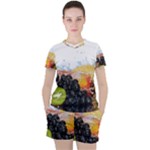 Variety Of Fruit Water Berry Food Splash Kiwi Grape Women s Tee and Shorts Set