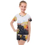 Variety Of Fruit Water Berry Food Splash Kiwi Grape Kids  Mesh Tee and Shorts Set