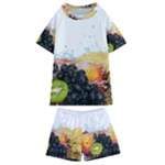 Variety Of Fruit Water Berry Food Splash Kiwi Grape Kids  Swim Tee and Shorts Set