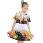 Variety Of Fruit Water Berry Food Splash Kiwi Grape Kids  Short Sleeve Shirt Dress