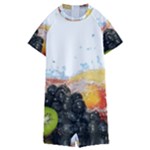 Variety Of Fruit Water Berry Food Splash Kiwi Grape Kids  Boyleg Half Suit Swimwear