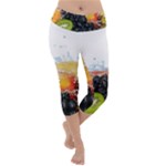 Variety Of Fruit Water Berry Food Splash Kiwi Grape Lightweight Velour Capri Yoga Leggings