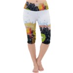 Variety Of Fruit Water Berry Food Splash Kiwi Grape Lightweight Velour Cropped Yoga Leggings