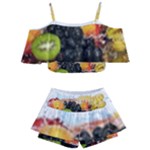 Variety Of Fruit Water Berry Food Splash Kiwi Grape Kids  Off Shoulder Skirt Bikini