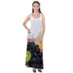 Variety Of Fruit Water Berry Food Splash Kiwi Grape Sleeveless Velour Maxi Dress