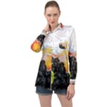 Variety Of Fruit Water Berry Food Splash Kiwi Grape Long Sleeve Satin Shirt