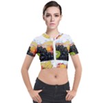 Variety Of Fruit Water Berry Food Splash Kiwi Grape Short Sleeve Cropped Jacket