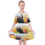 Variety Of Fruit Water Berry Food Splash Kiwi Grape Kids  All Frills Chiffon Dress