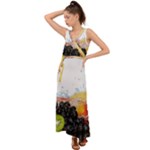 Variety Of Fruit Water Berry Food Splash Kiwi Grape V-Neck Chiffon Maxi Dress