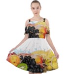 Variety Of Fruit Water Berry Food Splash Kiwi Grape Cut Out Shoulders Chiffon Dress